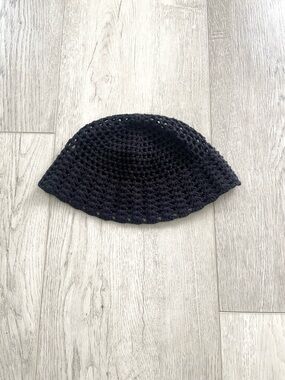 Black Crochet Bucket Hat